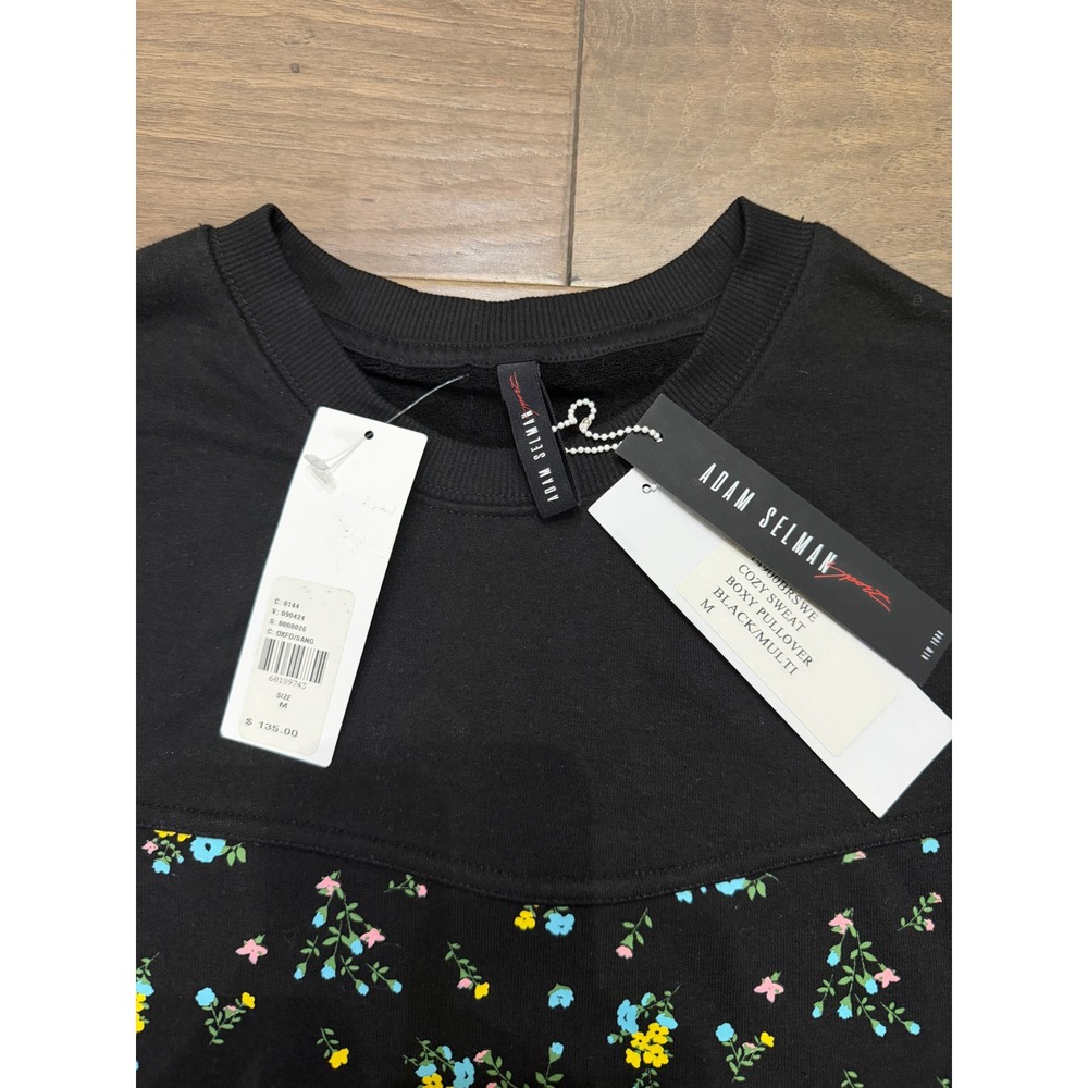 NWT Adam Selman Sport x Urban Outfitters Floral Boxy Sweatshirt Black Size M - Picture 2 of 7
